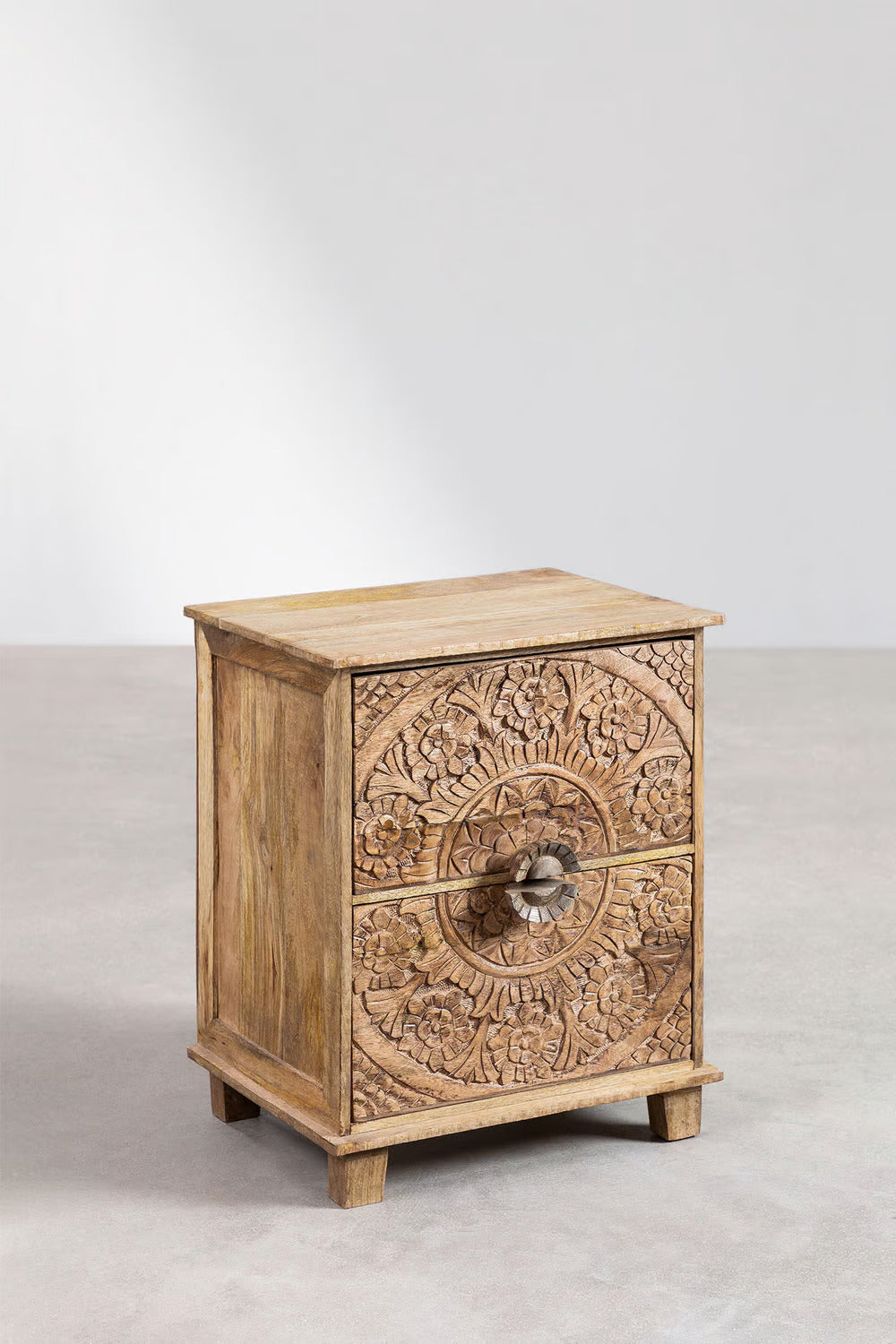Wiluna Mango Wood Nightstand with Drawers