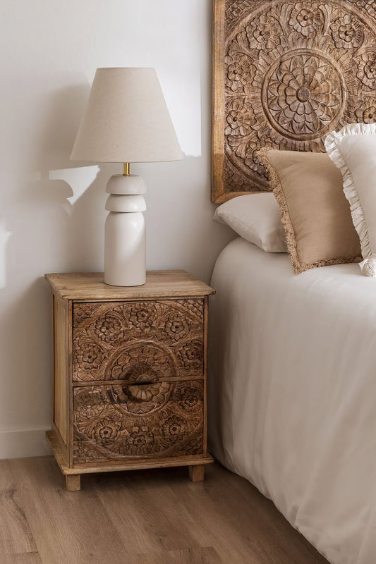 Wiluna Mango Wood Nightstand with Drawers