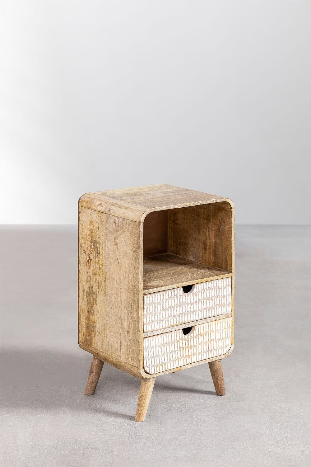 Yulara mango wood bedside table with storage