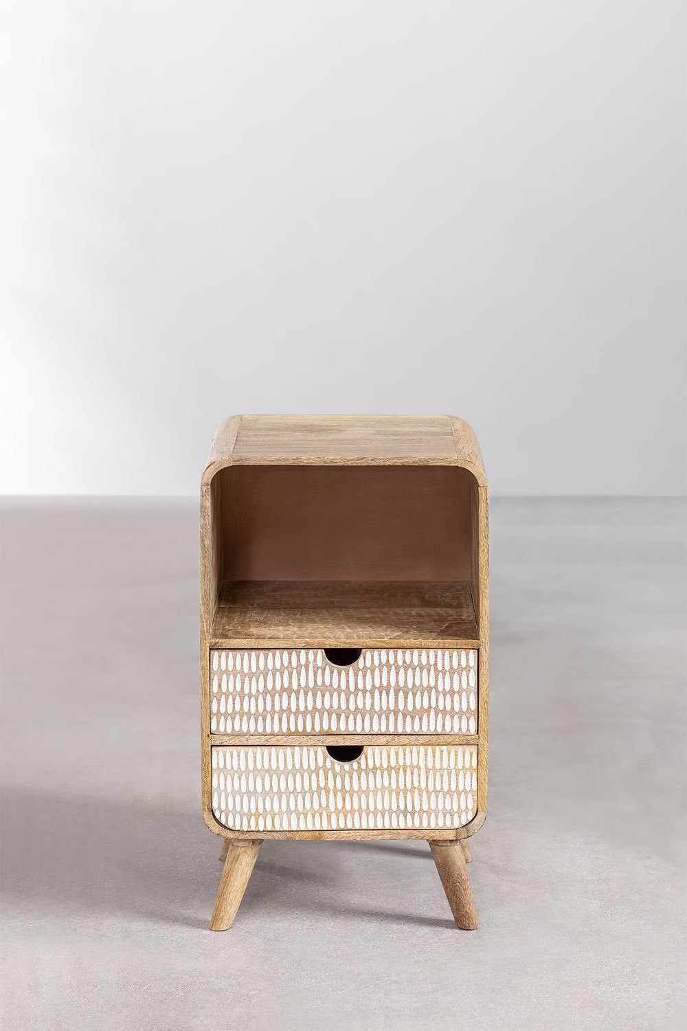 Yulara mango wood bedside table with storage