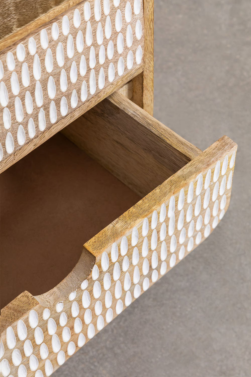 Yulara mango wood bedside table with storage