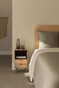 Bedside table with storage in natural Yulara mango wood