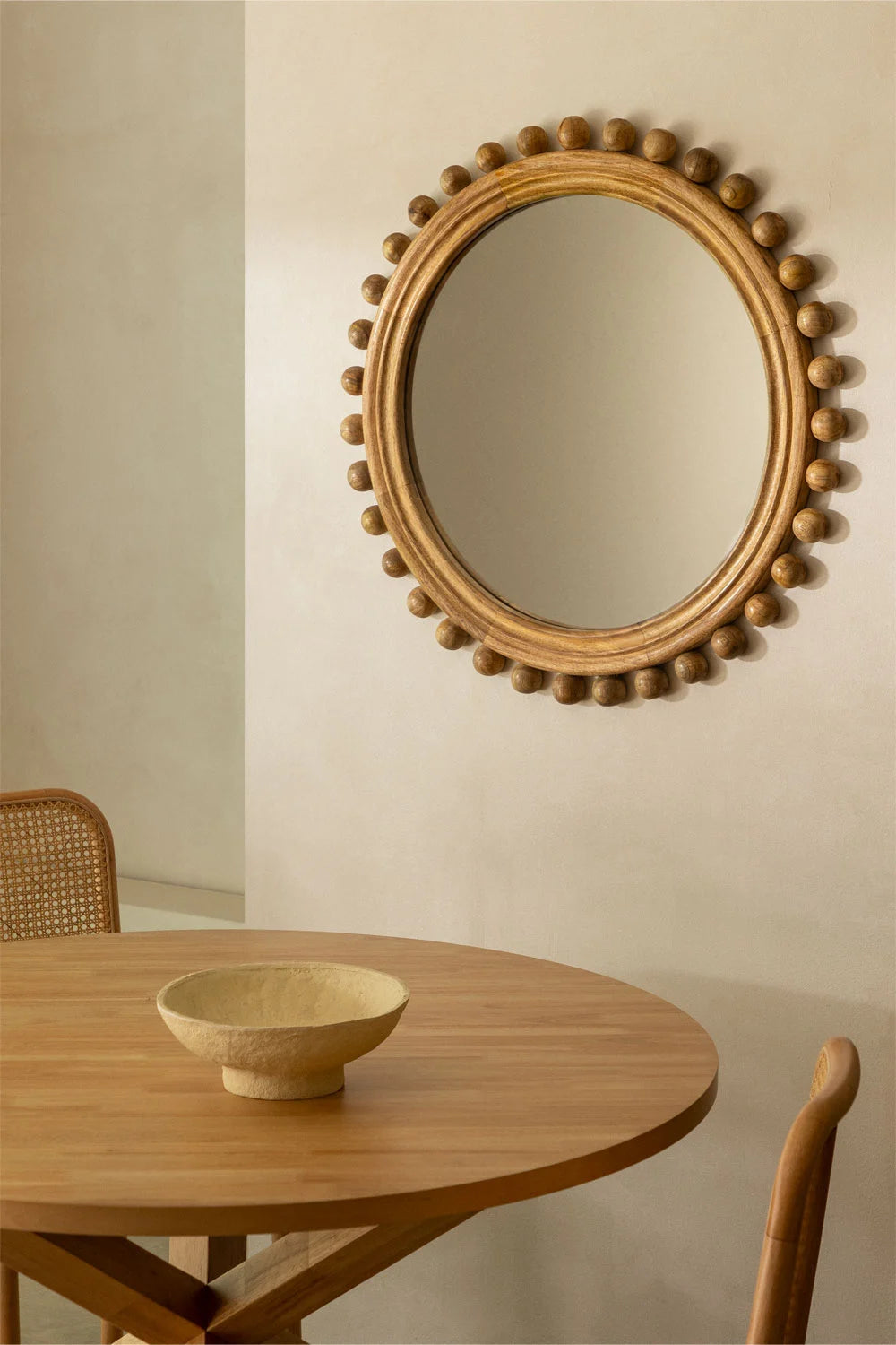 Joey Round Mango Wood Wall Mirror (Ø80 cm)
